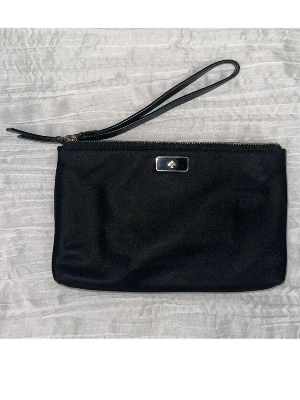 kate spade Black Gold Double Compartment Zip Nylon Clutch